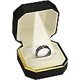 The Jewellery Pak Black Ring Box for Men for Engagement, Wedding,Proposal…Luxury Octagonal Design with Gold Trim LED Men's Wedding Band Storage Ring Jewelry Gift Holder Box with Light