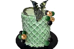 ROARING GOOD TIME Fantasy Green 3D Dragon Cake Topper Dragon Eggs Cake Decor Green Black Balls Cake Decor for Baby Shower Birthday Wedding Party Supplies