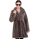 Jones New York Long Faux Fur Coat for Women - Fake Fur Jacket Winter Coat with Pockets