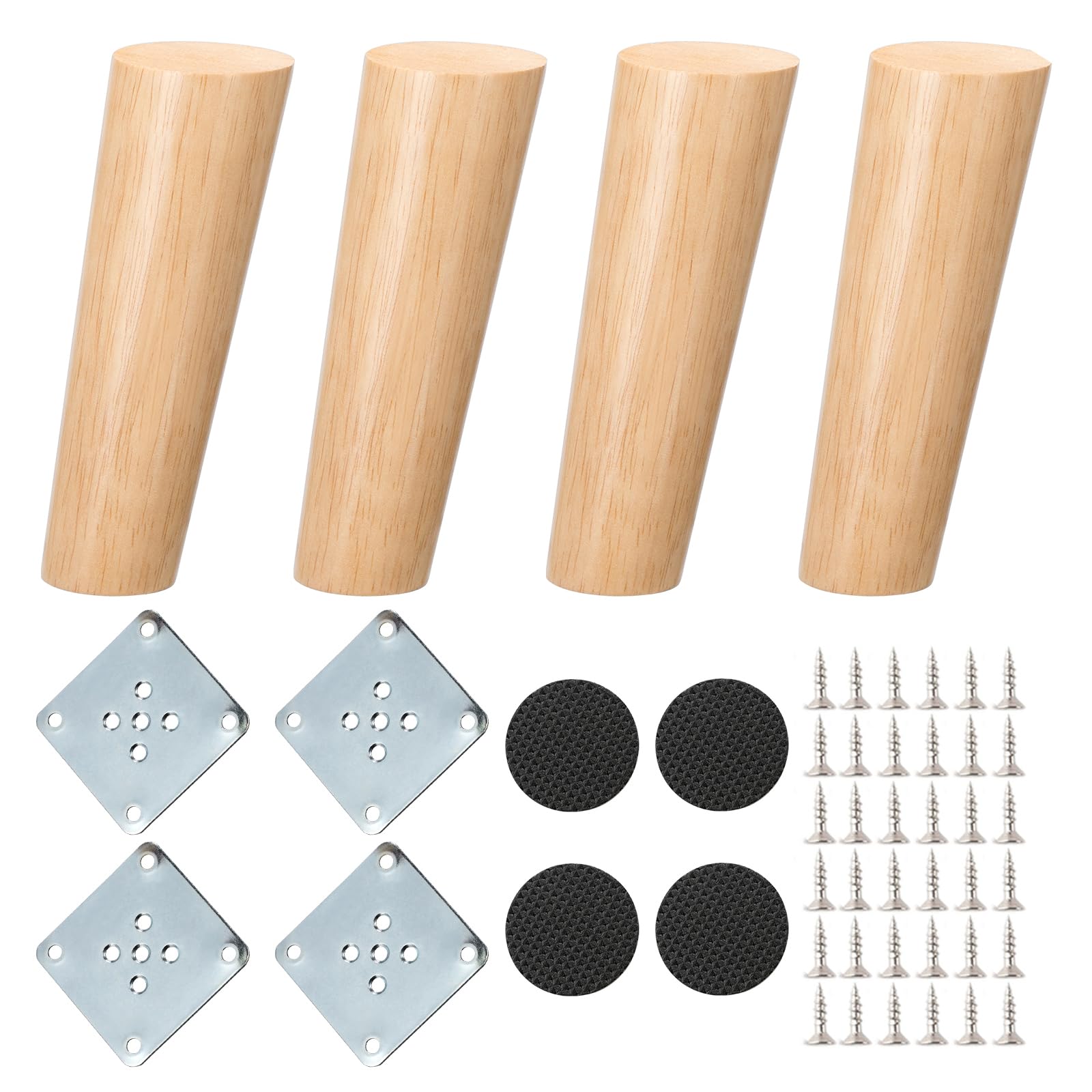 NAKUPENDA Wooden Furniture Legs 4Pcs Sofa Legs Tapered Slanted Legs for Sofa TV Cabinet Bed Dining Table (150mm Height)
