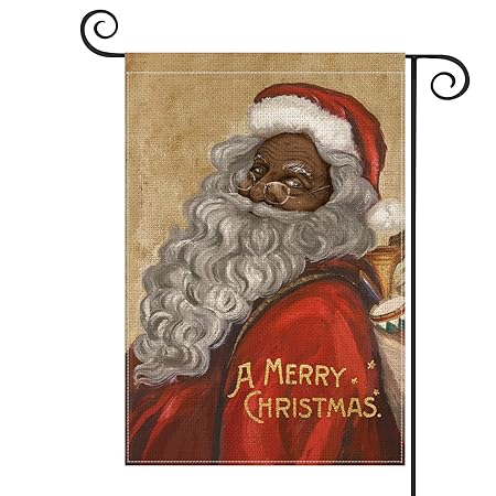 Avoin Black Santa Claus Garden Flag Vertical Double Sized A Merry