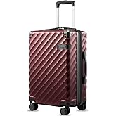 LUGGEX Carry On Luggage for Airplanes, Polycarbonate Expandable Hard Shell Suitcase for Travelling, Cherry