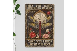 Vintage Dragonfly Metal Tin Sign Wall Decor Dragonfly Gifts for Home Cafe Bedroom Garden Proch Greenhouse May You Touch Drago