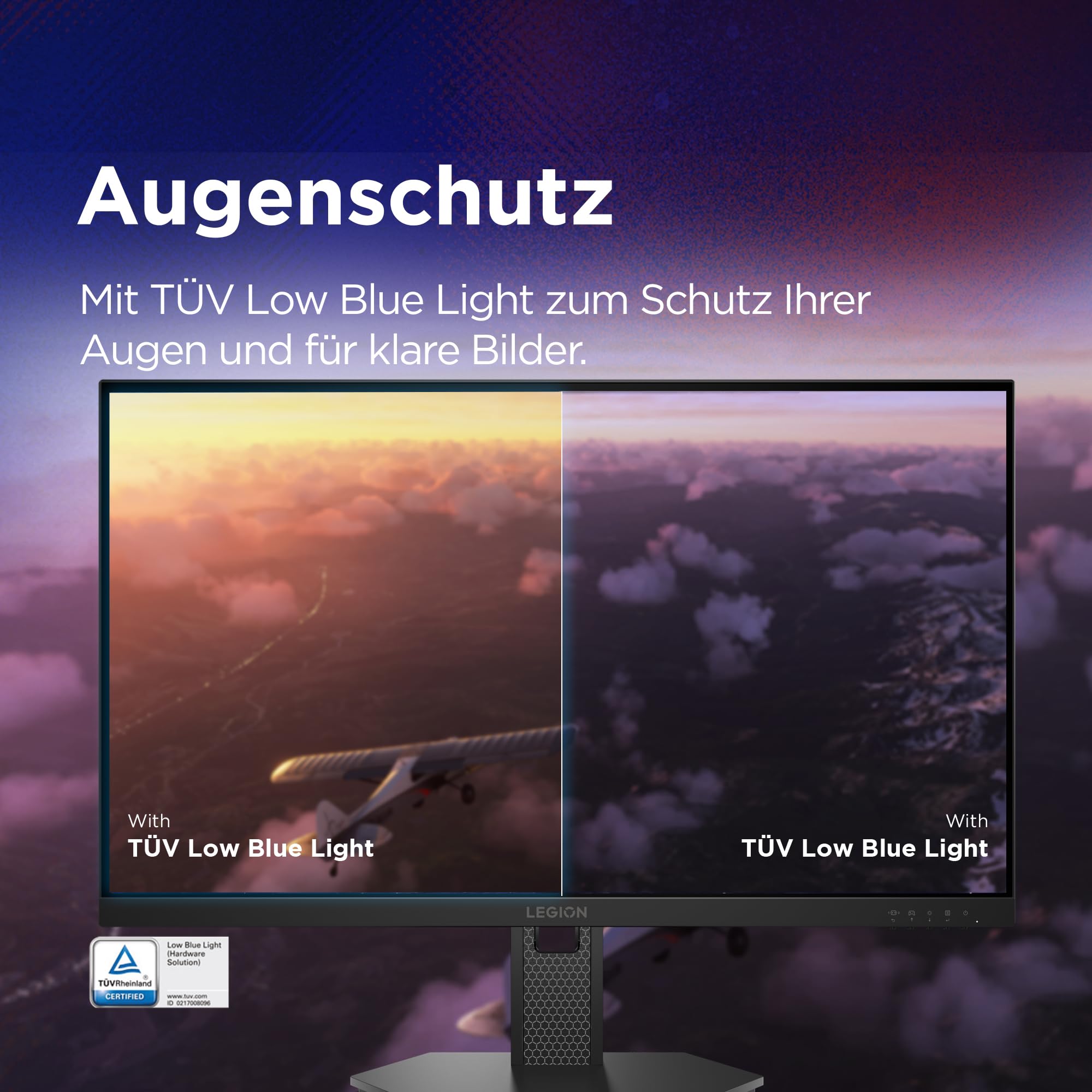 Lenovo Legion 27-10 | 27" Full HD WLED Gaming Monitor | 1920x1080 | 16:9 | 240Hz | 0.5ms Reaktionszeit | HDMI |DisplayPort | Audio 3.5mm | 3-seitig-Panel | TÜV Augenschutz | schwarz | 6 kg 8