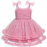 IMEKIS Toddler Baby Girls Birthday Dress Rainbow Confetti Dots Tiered Tulle Dress Cake Smash Photo Shoot Outfit 1-6T