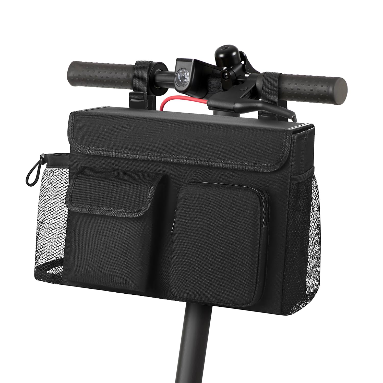 Photo 1 of Electric Scooter Bag Wheelchair Bag, Scooter Storage Bag with 15-Inch Laptop Pocket and Cup Holders, Durable Basket for Scooter, Wheelchair and Bike, Mobility Scooter Accessories for Adults (Black)