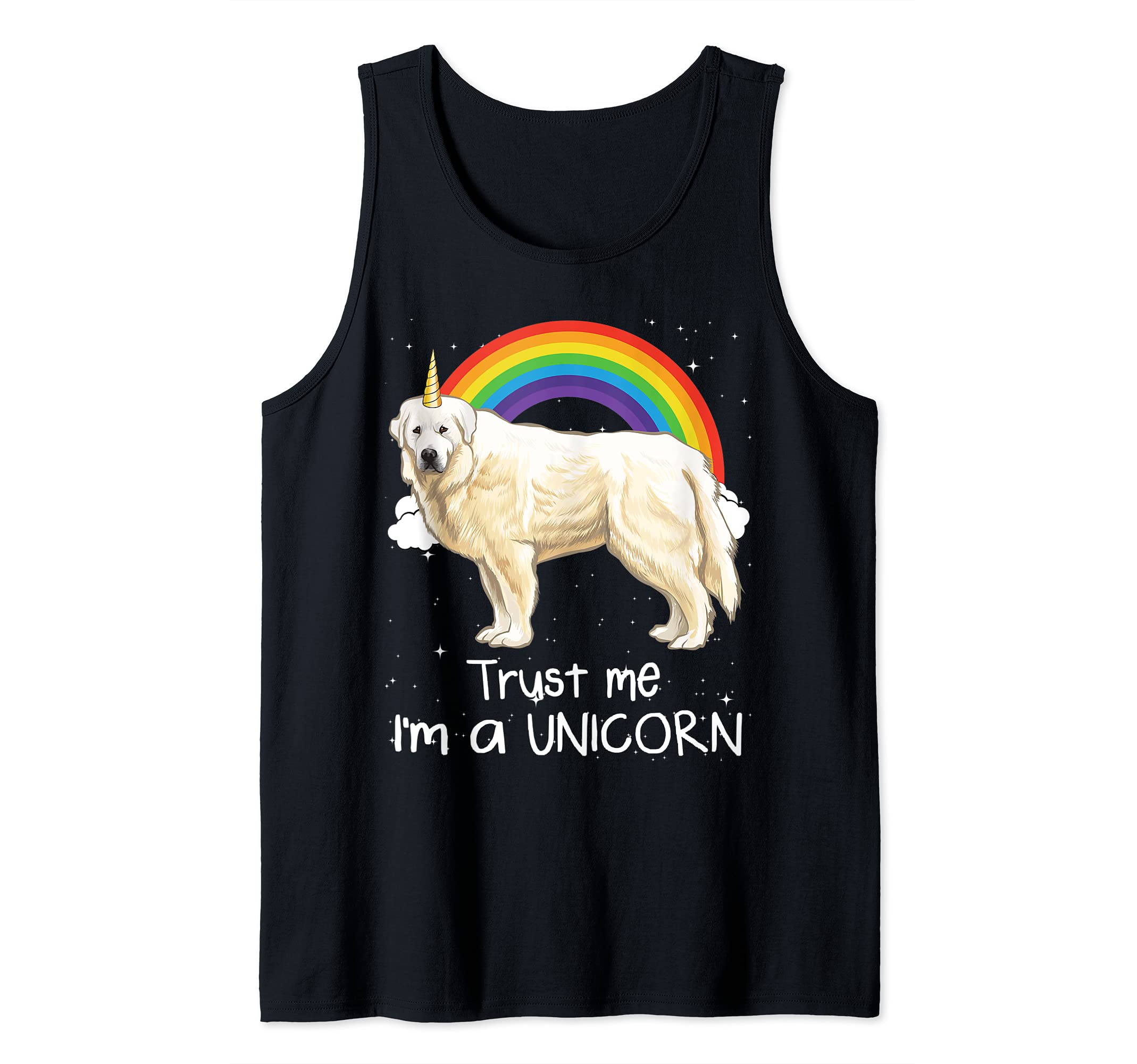 Rainbow Great Pyrenee Trust Me I'm A Unicorn Dog Tank Top
