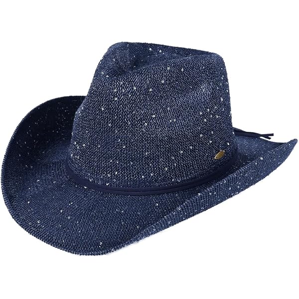 C.C Sparkly Sequin Cowboy Hat with Suede String Trim, Red at  display picture 1