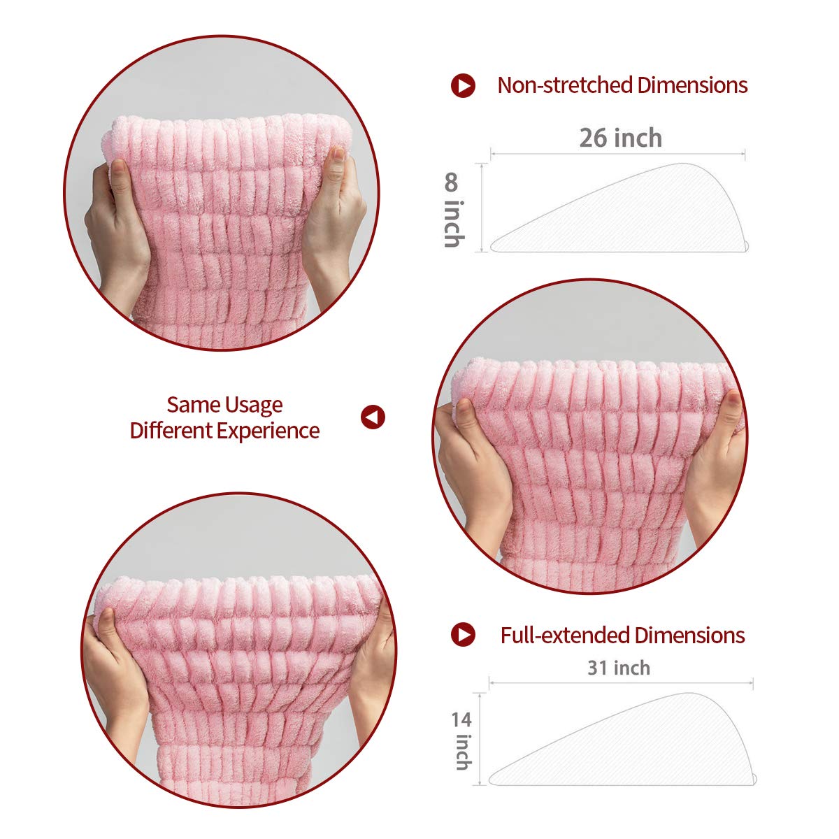 Innovative Gauffer Design Large Microfiber Hair Towel Drying Wraps for Women, Quick Dry Turban Shower Caps Magic Hats, Super Absorbent Anti-frizz for Long Thick Curly Hair