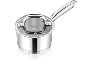 E-far 1 Quart Saucepan with Lid, Stainless Steel Small Sauce Pan Boiling Pot for Cooking, Compatible with All Stoves, Healthy