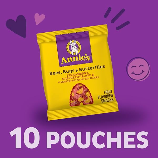 ANNIE’S ORGANIC BEES, BUGS, AND BUTTERFLIES FRUIT FLAVORED SNACKS, 10 POUCHES, 7 OZ