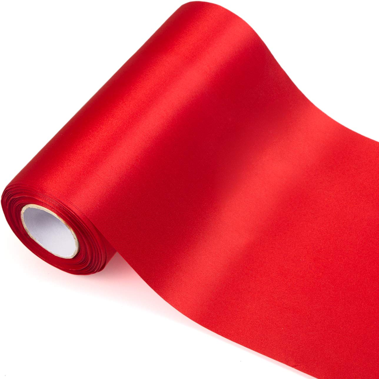 ADVcer 11.8 Inch Wide Red Satin Ribbon Roll - 24.1 Yard Long Bulk for Christmas Holiday Decorative, Wedding Birthday Ceremonial, Gift Wrapping, Ribbons Cutting, Chair Sashes, Indoor Outdoor Embellish