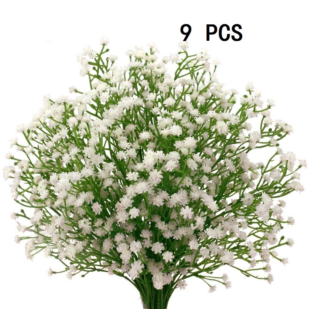 White Houda 9Pcs Artificial Fake Baby Breath Flowers Gypsophila Plants