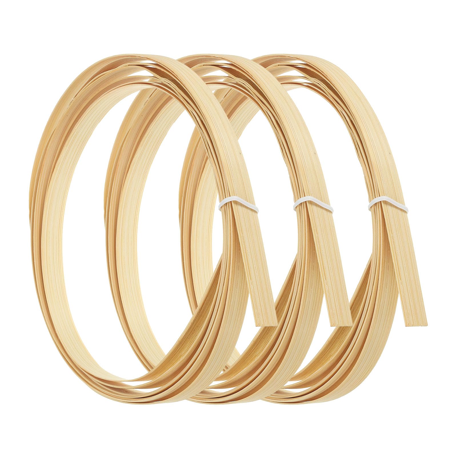 PATIKIL Bamboo Strips for Weaving 7/16" x 10 Ft, 3 Pack Thin Flat Wicker Rattan Cane Reed for Making Basket Webbing DIY Crafts, Natural Color