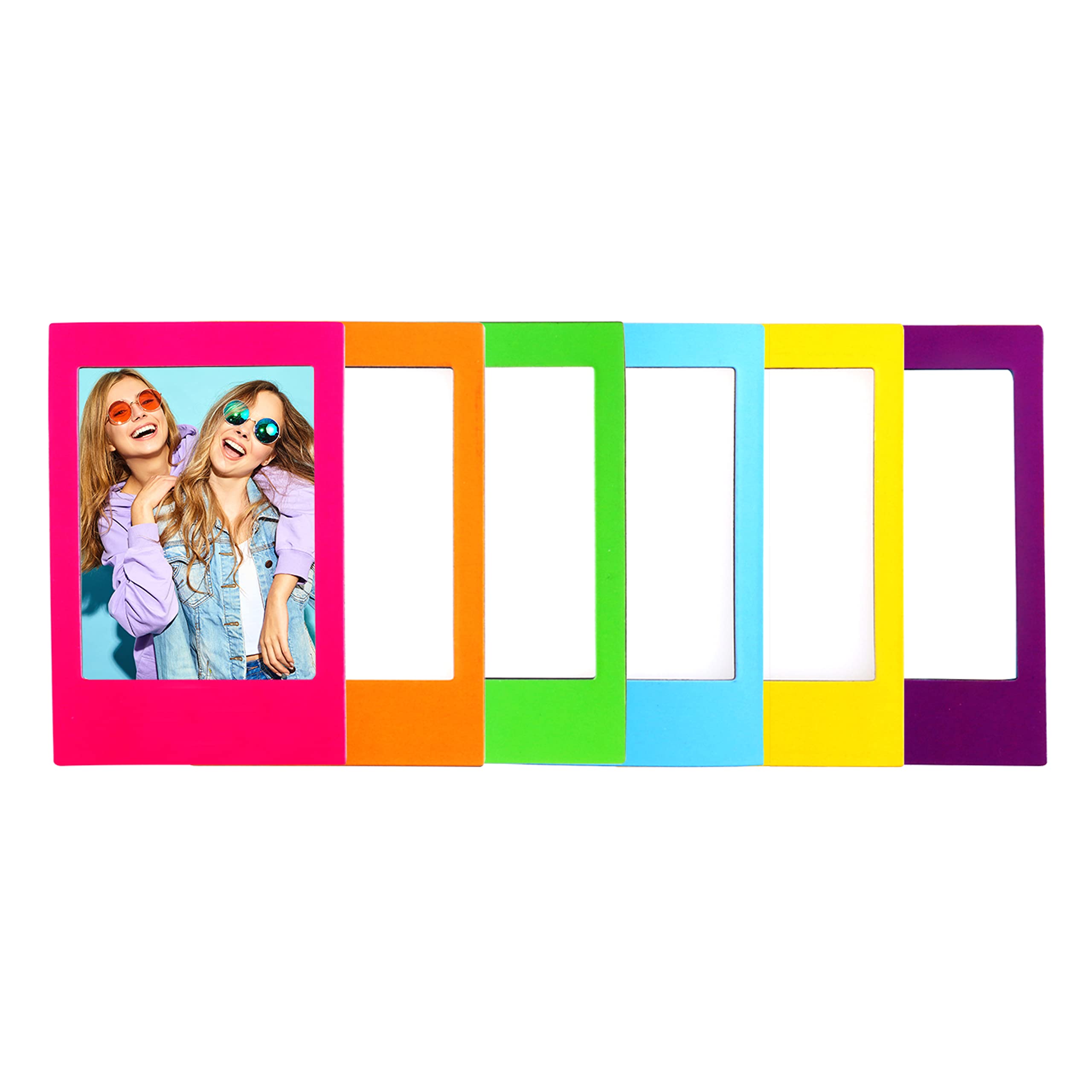 Mustard Rainbow Magnetic Picture Frames, Magnetic Photo Frames, Cute Mini Frames, Magnetic Photo Fridge Magnets Rainbow Colours Set of 6
