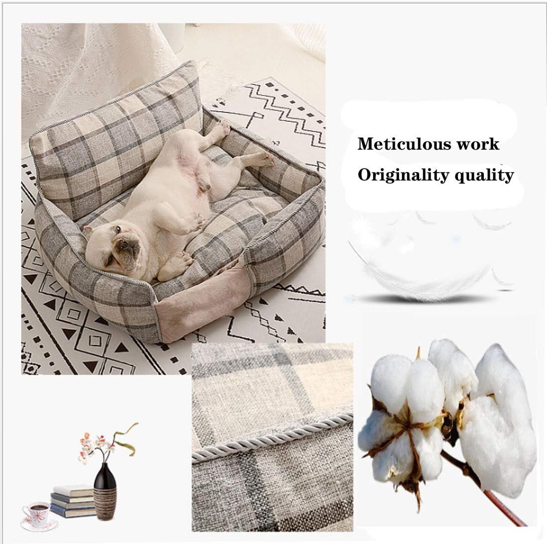 MMZZ Dog Sofa Bed Pillow Washable with Removable Cover, Soft Cotton Stuffing pet Large Dog Beds (XL, Grey) : Pet Supplies