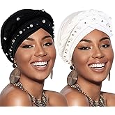 African Women Turban Caps Pre-Tied Twisted Turbans Head Scarf for Women Hair Wraps Cover Beanie Cancer Chemo Headwear