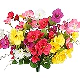 GhuaH 5 Pcs Artificial Flowers for Outdoors Hibiscus Spring Summer Decor Multicolor Artificial Tropical Flowers Realistic UV Resistant Silk Hibiscus Flowers for Outside Planter Front Door Porch Patio
