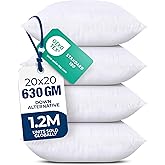 Utopia Bedding Throw Pillows (Set of 4, White) – 20 x 20 Inches Down Alternative Pillows for Bed, Sofa, and Couch - Fluffy Decorative Stuffer Pillow for Indoors & Outdoors