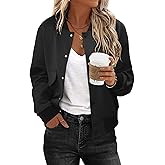 Magritta Womens Zip Up Jackets Dressy Long Sleeve Sweatshirt Button Down Cropped Bomber Jacket Fall Shirts with Pocket