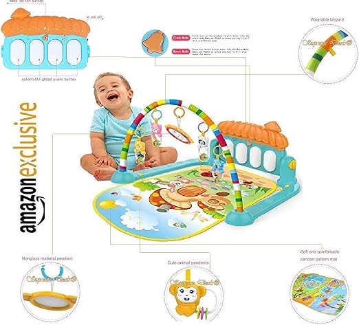Supreme Deals Latest Babys Piano Gym Kick and Play Multi-Function ABS High Grade Plastic Piano Baby Gym and Fitness Rack with Hanging Rattles, Music & Light.(up to 2 Year)
