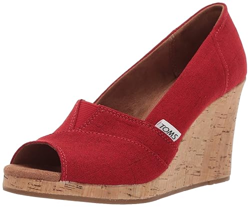 TOMS Women's Classic Wedge Sandal, red Crosshatch Jacquard, 11 B Medium US