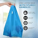 FERRIS 200pk Large Vest Carrier Bags Blue 11x17x21 Heavy Duty Plastic Handles view 3