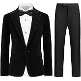 Rogers & Morris Boys Velvet Tuxedo Suit Formal Outfits Slim Fit Kids 5 Piece Set Peak Lapel Tuxedo