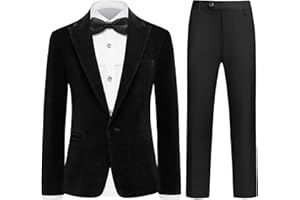 Rogers & Morris Boys Velvet Tuxedo Suit Formal Outfits Slim Fit Kids 5 Piece Set Peak Lapel Tuxedo
