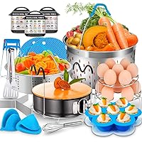 17 Pcs Accessories for Instant Pot, EAGMAK 6, 8 Qt Pressure Cooker Accessories - 2 Steamer Baskets, Non-stick Springform…