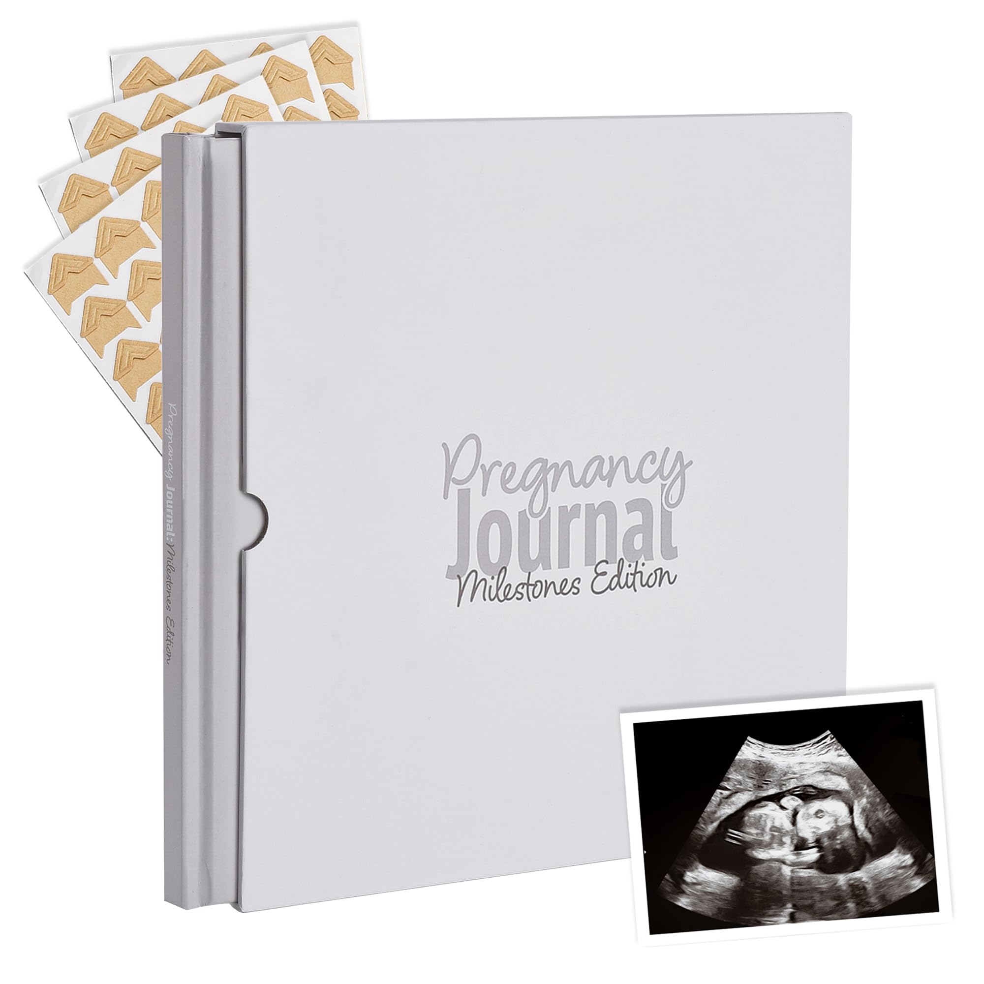 gateway22 Pregnancy Journal - Milestones Edition - Pregnancy Memory Book For Mum To Be and Baby Shower - From Bump to Newborn - Includes Photo Corner Stickers