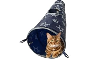 PETS FIRST NFL Dallas Cowboys Cat Tunnel Tube Toy with Plush Football Catnip and Feathers Collapsible Tunnel for Cats to Play, Peek and Hide, Sporty & Fun Cat Tunnel Toy with Team Logo All-Over Design!