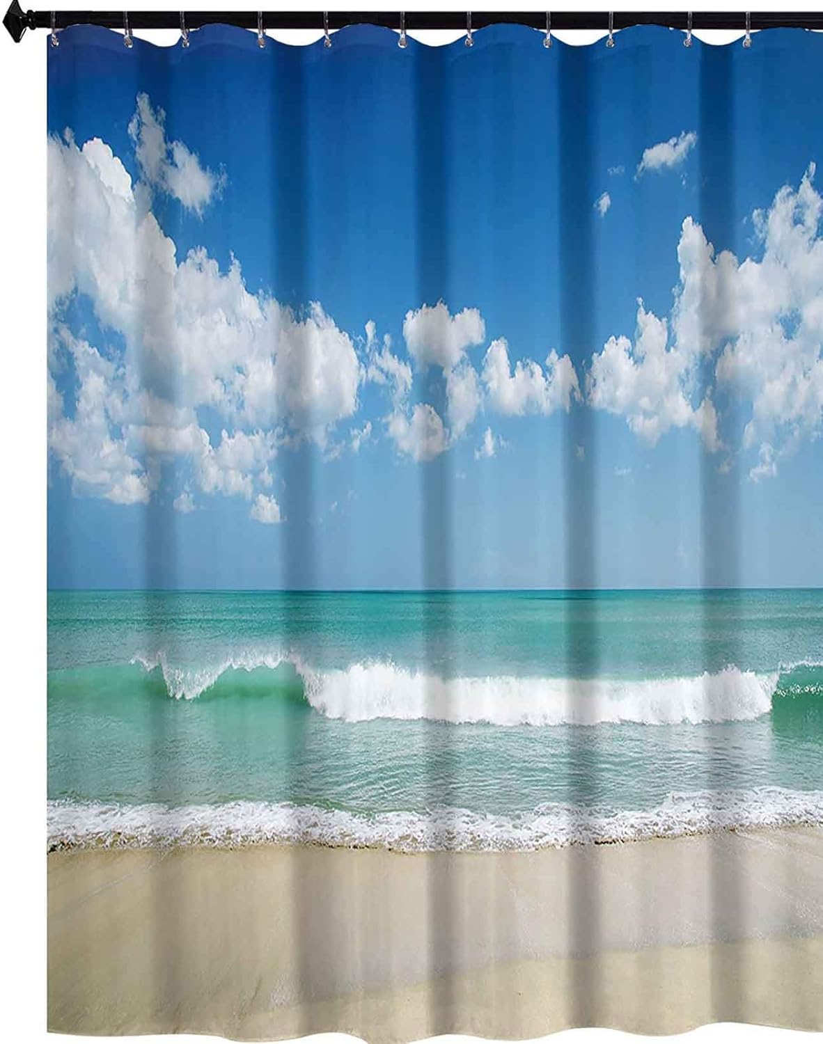 YUAZHOQI Waterproof Shower Curtain Sandy Beach with Bright Skyline in