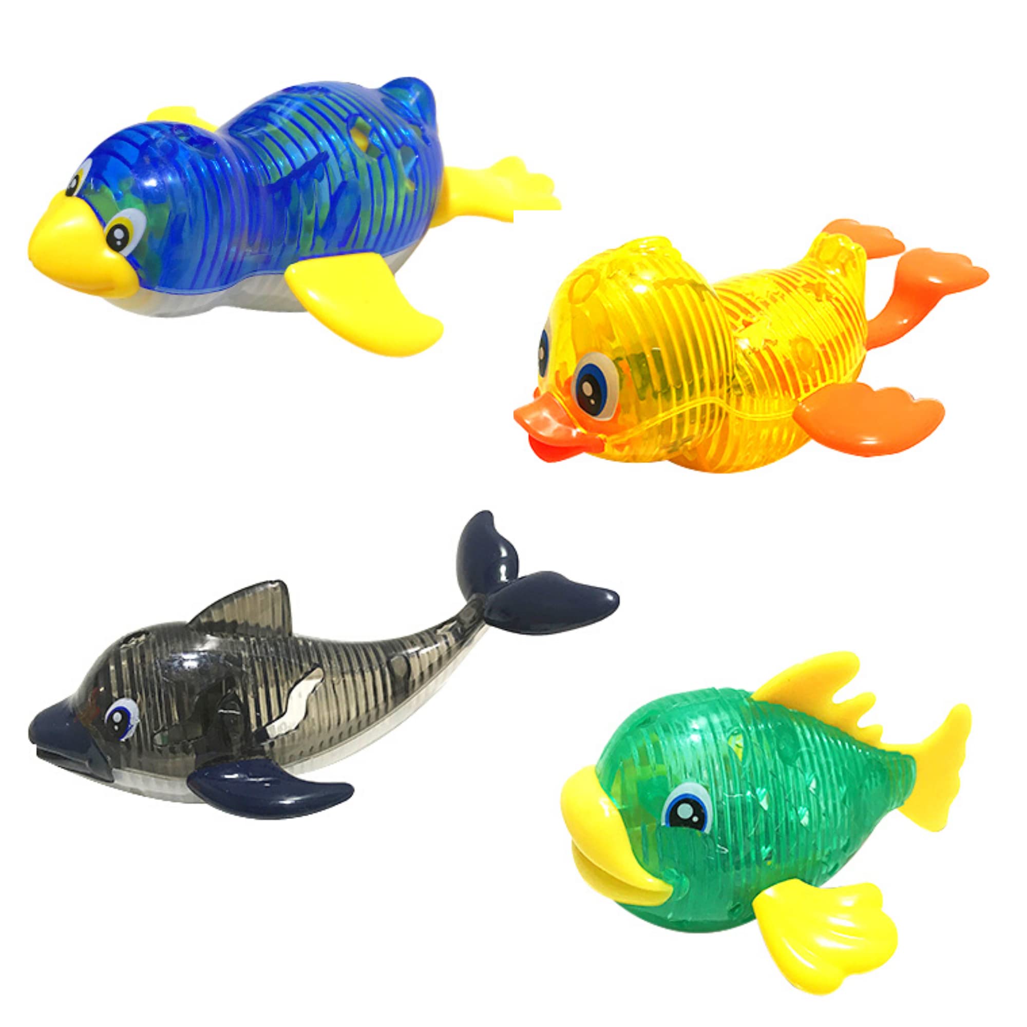 Photo 1 of Swimline Original 4-Pack Diving Toys LED Light-Up Glowing Sea Animal Fun Pals Catch The Fish Retrieval Game for Swimming Pool & Bath Tub for Kids Multi Color Flashing Underwater Dive Practice Learn