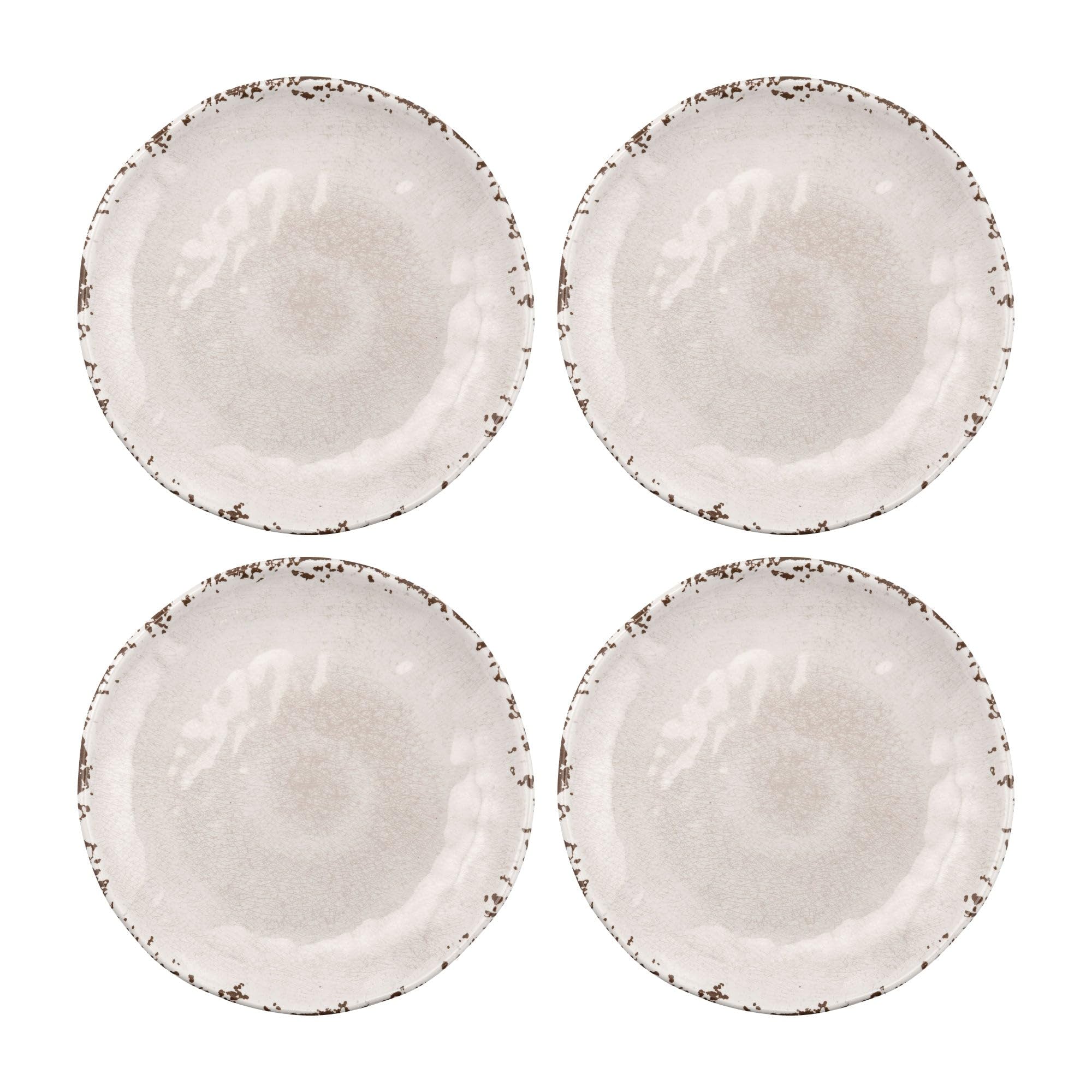 Supreme Housewares 4-Piece 6 Inch Melamine Dessert Plates Appetizer Dinner Plates Small Serving Plates Party Plates Round Plate for Dessert Snack Fruit Side Dishes (Crackle Cream)