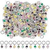 SUPERFINDINGS 120Pcs 12 Colors Natural Gemstone Charms Crystal Gemstone Pendant Faceted Rondelle Charms Chakra Crystal Stone Pendants Bulk Mixed Stone Pendants for Jewelry Making