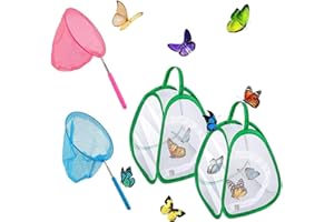 JIAYUYUARPY 4 Piece Set Mini Habitat Cage and catching, Butterfly Net, Collapsible Insect Mesh Cage- Portable Butterfly Net H