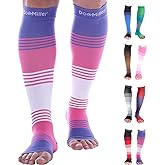 Doc Miller Open Toe Compression Socks for Women & Men 20–30 mmHg, Toeless Knee High Leg Sleeves for Support, Pain Relief, Swelling, Varicose Veins, Nurses & Pregnant Women, 1 Pair