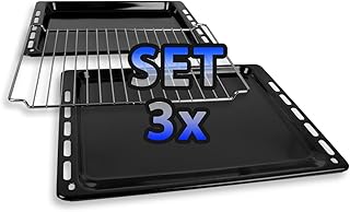 Set 2x Backbleche/Blech Emailliert 447x375mm und 1x Backrost 448x340mm für Backofen/Herd passend für Whirlpool Bauknecht Bosch Whirlpool Ignis IKEA Algor Siemens