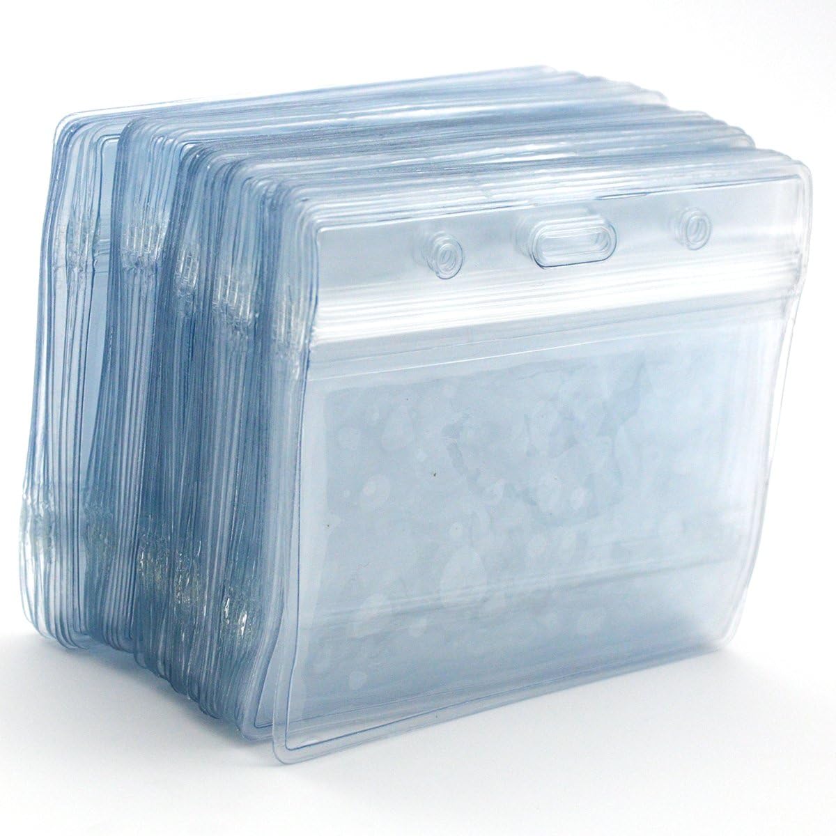 Name Tag Badge ID Card Holders 100 Pack Clear Plastic Horizontal Premium Badge Holder, 3.5 x 2.25 Inches