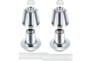 Enhon Bathtub and Shower 2 Handle Remodel Trim Kit Compatible with Pfister Verve Tub Shower, Bathtub Faucet Knob Replacement Include 1 Hot 1 Cold 2 Flanges (Polished Chrome)