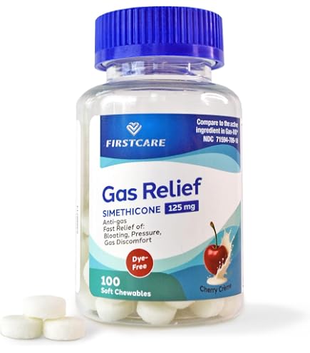 Reliable-1 Laboratories Simethicone 125mg Gas Relief Tablets Extra Strength Bloating Relief Gas Pills | Anti Flatulence, Rapid Gas Relief for Adults | Peppermint Flavor
