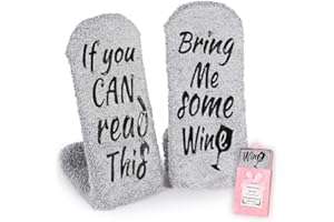 BREEZY VALLEY Wine Gifts for Women Her, Funny Valentines Day Gifts for Mom Grandma Best Friend, Birthday Gift Ideas, If You Can Read This Bring Me Some Wine Socks, Wine Accessories Gift Boxes - Gray