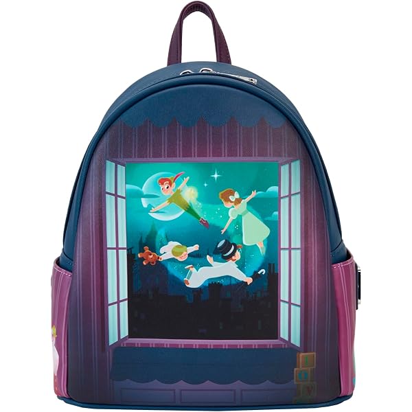 Loungefly Navy Blue Peter Pan Theater-Scene Backpack with Red & Gold Accents Loungefly Disney Peter Pan Captain Hook Jolly Roger Ship  main image 3