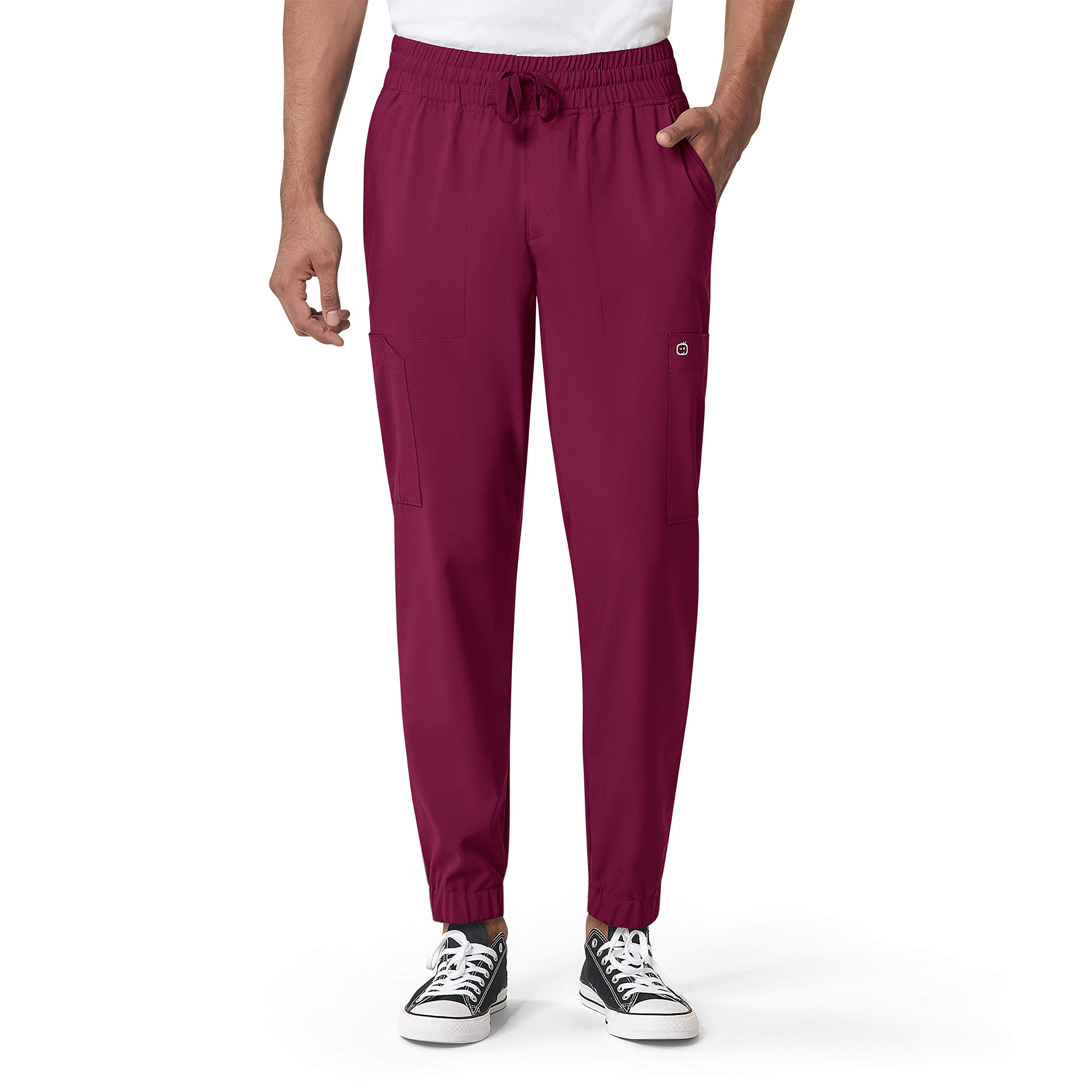 WonderWink Men’s W123 Cargo Jogger Pant, Wine, 2X T