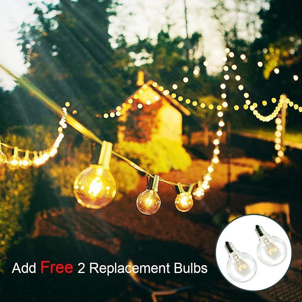 Goothy Outdoor Globe String Lights 100Ft with 105 G40 Clear Bulbs, Vintage Hanging Patio Lights for Outdoor Garden Party Patio Bistro Market Cafe Umbrella Backyard Decor - White : Garden & Outdoor