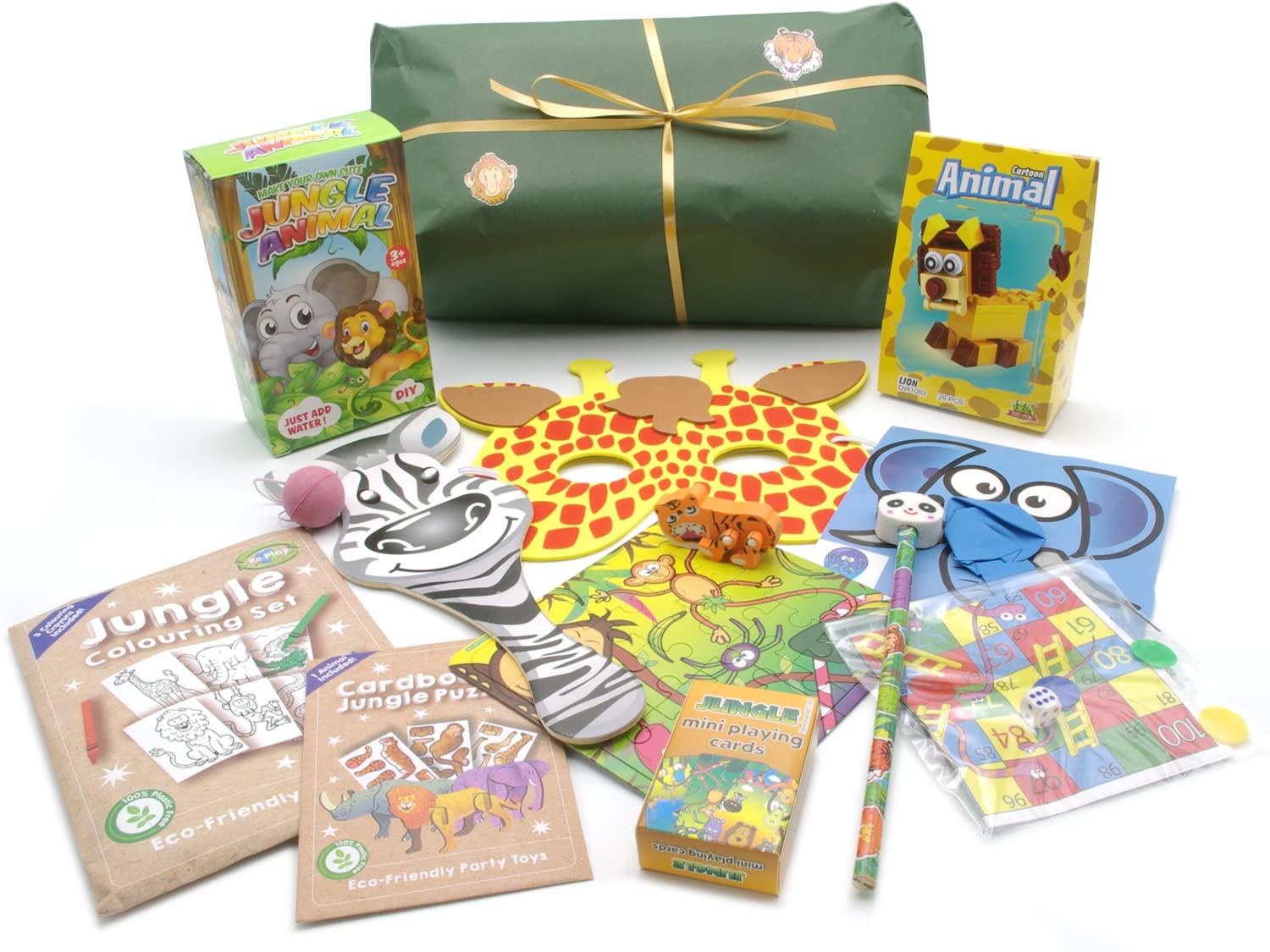 Brimtoy Pre-Wrapped 12 layer Jungle pass the parcel- unisex birthday game, 3yrs upwards_party favour within each layer with main prize as last layer - wrapped in recyclable tissue paper and paper