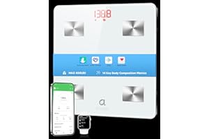 arboleaf Smart Scale for Body Weight and Fat, Bluetooth Digital Bathroom Scale, Body Composition Analyzer with App, 14 Metrics Include BMI, 400lb Capacity(White)