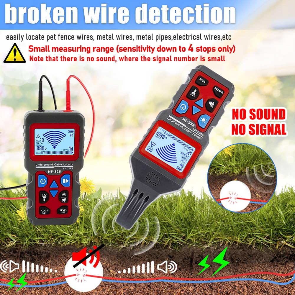 NF-826 Underground Cable Detection Pipeline Detector Professional Wire Tracker Cable Cable Fault Detection Sensitivity Adjustable