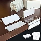 ChanQnTon Acrylic Shelf Labels,L-Shape Book Shelf Labels,Price Tags,Sign Holder,Display Stand.20Pack 1.25x3.15inch with Paper Inserts&amp;Double Sided Sticky Dots.for Library,School,Home,Office,Store